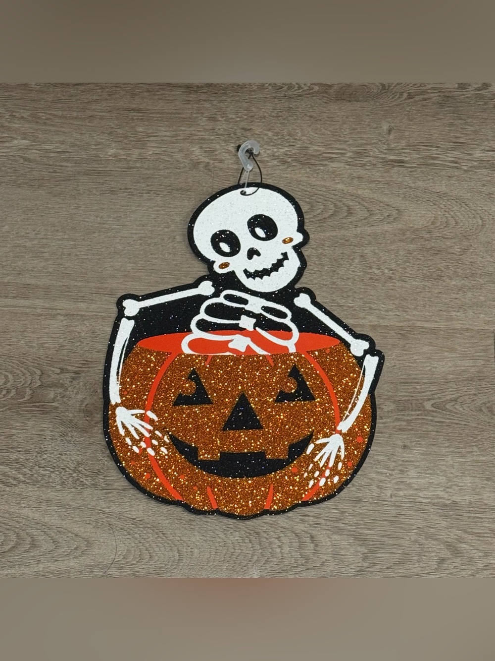 Halloween Skeleton in Pumpkin Hanging Decoration - Orange
